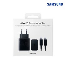 삼성전자 45W PD 초고속 충전기 어댑터 EP-T4510(C타입 케이블포함1.8m), 1353_블랙
