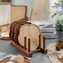 천연고무나무 원목 접시꽂이 접시정리대 거치대 월넛 (3size)