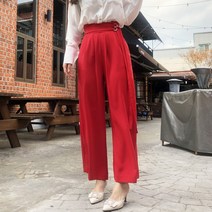 레드칠리 벨트 하이웨이스트 와이드 슬랙스팬츠