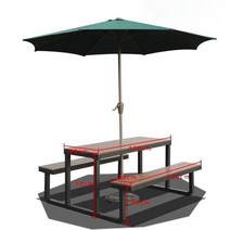 업소용 파라솔 테이블 식탁세트 일체형 테라스 우드, 1.5m아이론프레임+파라솔