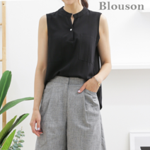 블루종세일 한정수량/패플단독 블루종 차이나 오픈넥 민소매 블라우스_B2106BL155B