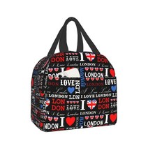 I Love London Lunch Bag 절연 런치 박스 소프트 쿨러 쿨링 토트 어린이 성인 남성 여성용, [01] One Size, [01] 1