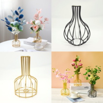 와이어 실린더 인테리어 화병 동양꽃꽂이 이케루 체체 투명분 수경재배 특이한 화분 vase, 옵션3_플랫(골드)