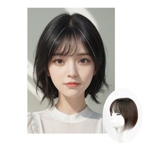 키라비 여자 정수리 앞머리 가발 100% 인모 수제 부분가발 YH317, YHP317앞머리A(자연검정9x9), 1개