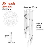 카페조명 이중 로프트 나선형 계단 샹들리에 긴 적인 크리에이티브 빌라 거실 할로우 행잉 크리스탈 램프, 11 36 헤드_01 하얀 빛_01 실버 램프 본체