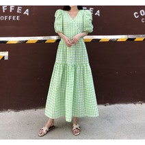 [O340] 지지미 원단 여성 여름 캉캉 롱원피스