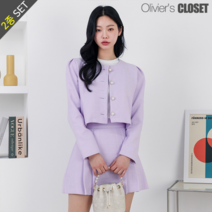 올리비에스클로젯 퍼프소매 자켓 주름스커트 2종세트_O2303SE050A