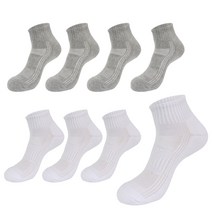 PRS 빅사이즈 무지 단목발목 스포츠양말 8켤레, 화이트 4족 그레이 4족
