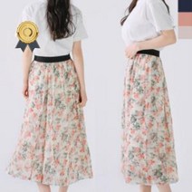 여성 플라워 밴딩 롱 스커트 치마 20대 추천 플레어 꽃무늬 쉬폰롱 밴딩롱 꽃무늬치마 롱플레어 플라워롱 밴딩치마