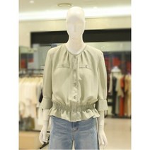 나이스클랍 밑단 스모킹 스트라이프 블라우스 A222MWB411