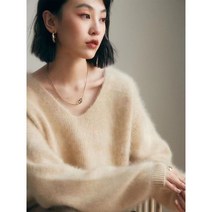 밍크 브이넥 스웨터 레깅스 니트 여성 스웨터