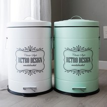 레트로 더스트빈 무소음 페달 휴지통 20L 쓰레기통, 민트WB-RE20L, 색상:20L민트