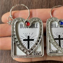 HOLYBIBLE 가죽 성경책 펜던트 목걸이 미니어쳐 납골당꾸미기 처 추모장식 FRANKLIN 키링 봉안당 미니 스페셜 남성 종교 기념품 열쇠 고리 여성 선물 자동차 성서 가방, 6.6