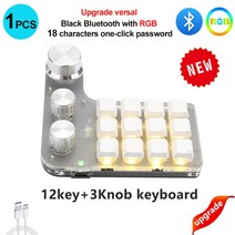 속기사 키보드 프로그래밍 가능한 DIY 기계식 키보드 무선 Bluetooth/USB RGB 사용자 정의 미니 12/6/3 노, 한개옵션2, 19 12key-BT-RGB-W, 한개옵션1