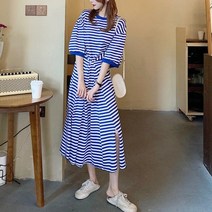 스프라이트 여성 롱원피스 허리끈 원피스 반팔 원피스