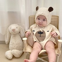 귀여운 아기바디슈트 곰돌이 바디수트 보넷 세트 3개월 6개월 12개월 아기옷 출산 선물