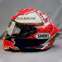 쇼웨이 헬멧 쇼에이 바이크 홍진 클래식 오토바이 X-14 풀 페이스 오토바이 헬멧 마르케즈 로터스 레드, 01 clear lens