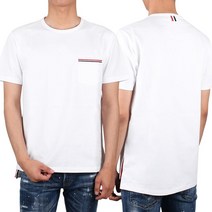 [톰브라운] 삼선 포켓 라운드 반팔티 (MJS010A 01454 100)