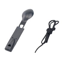 Outdoor Spoon Fork Set Tableware Utensil Multifunctional Whistle Camping Safety Tool, 01 B