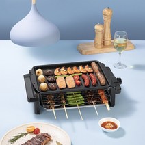 전기그릴 생선구이 양면그릴 가정용 다기능 전기 오븐 무연 베이킹 팬 이중 레이어 220V, Black+UK