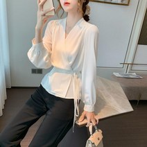 브이넥 허리 슬림 블라우스 하늘비즈 A31 C137P548