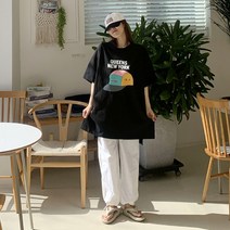 애플망고옷장 여성 빅사이즈 오버핏 반팔 볼캡모자 롱박스 캐주얼 여름 티셔츠