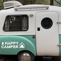 캠핑카 차량용스티커 튜닝 자동차스티커 카라반꾸미기 데칼스티커 10종, 8 해피캠퍼, 대형, 화이트