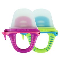 Teetherpop No Mess Frozen Baby Teethers Fill w/Breastmilk Purees Smoothies Juice USA Made Medi, TwoPack-FuschiaPink/LimonTeal