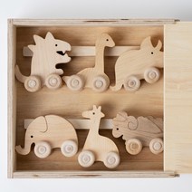 베베르 원목 동물자동차 10종 택6 국산 수제 나무 장난감 아기 선물 세트, 코끼리