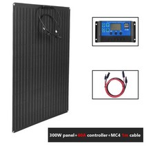 유연한 태양 전지 패널 고효율 휴대용 보조배터리 비상 충전 야외 가정 캠핑용 100A 300W 18V, 300W x 1 개 60A
