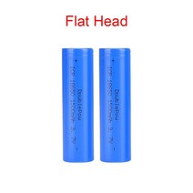 교체 보조 배터리 Double power 18650 3.7V 1500mAh 충전식 리튬 배터리 손전등 레이저 포인터 원격 제, 03 2 pcs flat head