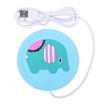 머그 워머 새로운 뜨거운 유용한 USB 전원 공급 장치 사무실 차 커피 컵 잔 만화 난방 매트 따뜻한 패드 전기 절연 코스터 액세서리, 협력사, 1개, 푸른 코끼리