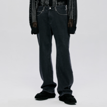페이탈리즘 0304 Side brush black wide jeans