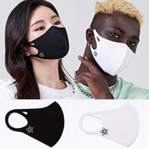 LXP579 구리나노섬유 반영구 항균 패션마스크 빨아쓰는 마스크 스타(별) 문양 프린트 버전 (베이직 라인), 화이트, L (성인 여성&남성)