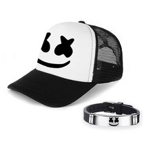 Thehei Cool Smiley 모자 자수 야구 모자와 팔찌 조절 가능한 스냅백 블랙 야구모자 캡모자