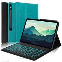 IVEOPPE 삼성 갤럭시 탭 S8 플러스 2022/S7 FE 2021/S7 플러스 2020 12.4인치용 키보드 케이스 탈착식 무선 키보드 커버 및 스마트 7가지 색상 백라이트, S7 FE/S7 Plus/S8+ Green
