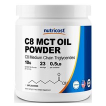 뉴트리코스트 C8 MCT 오일 분말 1병 0.5lb 1서빙 10g 23회분 C8 MCT Oil Powder [8 OZ] [Unflavored], 227g, 1개