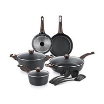 정품 SENSARTE 12인치 붙지 않는 깊은 프라이팬 뚜껑이 있는 5Qt 소테 팬 도우미 손잡이가 대형 프라이팬 인덕션 조리기구 모든 스토브와 호환 가능 무독성 PFOA, 12-Piece Set, Classic Black