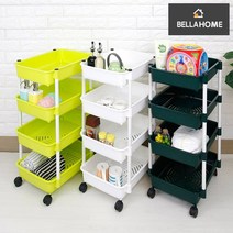 [624CONTAINER]벨라홈 이동식 수납바구니 4단 CN8078포장훼손 반품불가, ★옵션확인必그린