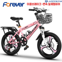 20인치자전거 MTB 입문용 자전거 출퇴근 펫바이크 추천 가벼운 튼튼한, 22인치 이중브레이크 변속 일체형바퀴, 핑크