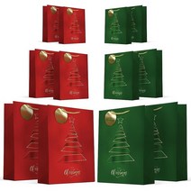 Easykart labels 크리스마스 선물 가방 모음 12개 팩 소형 중형 대형 금박 및 질감 마감 각 4개520125, 12 BAGS, Mettalic Christmas Bags
