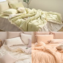 [더플레오] 면60수 고밀도 자수워싱 베딩세트 Q