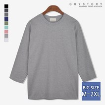 가이스토리 남성용 여름 7부 기본 무지 라운드 티셔츠 프란 7부 티셔츠 9색상 M-2XL