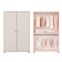 한샘 보나 2단 행거형 옷장 80cm, I:파우더핑크_다크그레이(I)