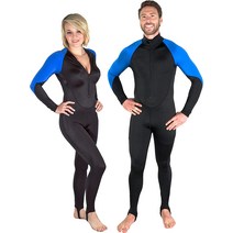 스쿠버 다이빙 스노클링 및 수상 스포츠를 위한 스톰 블랙/블루 라이크라 다이브 스킨, 기본