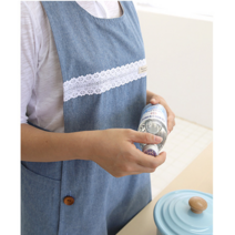 미공간 옆버튼블루 원피스앞치마 어린이집 단체 보육교사