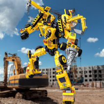 변신합체블럭 중장비 로봇 트럭 굴삭기 지게차 남아초등선물 크리스마스 선물 500피스이상 중형크기, 중장비로봇(6종 합체/479pcs)