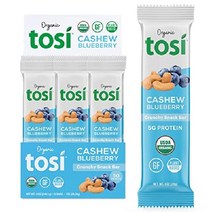 Tosi 식물성 단백질 바 SuperBites 너트 바(12팩) 캐슈 스낵 크런치 스낵바 섬유질 아마 및 치아씨드(각 1oz), 캐슈 블루베리