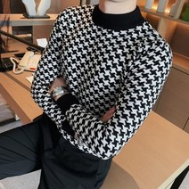 빅사이즈윗옷 뜨개질 스웨터 격자 무늬 풀오버