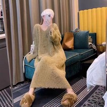 추동 뽀글이 원피스 브이넥 여성 겨울 원피스 FC5210